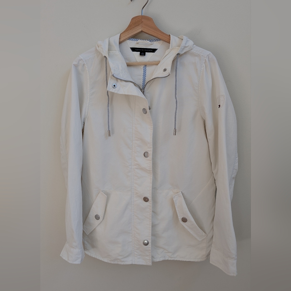 Tommy Hilfiger White Hooded Utility / Rain Jacket XS